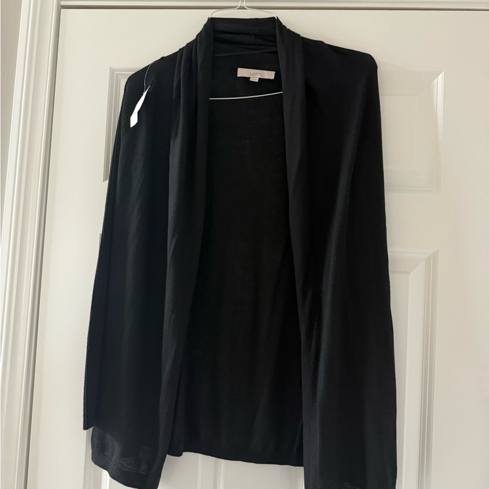 LOFT Black Open Front Cardigan
